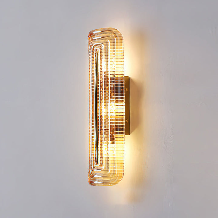 Textured Glass Modern Wall Light in Brass Finish