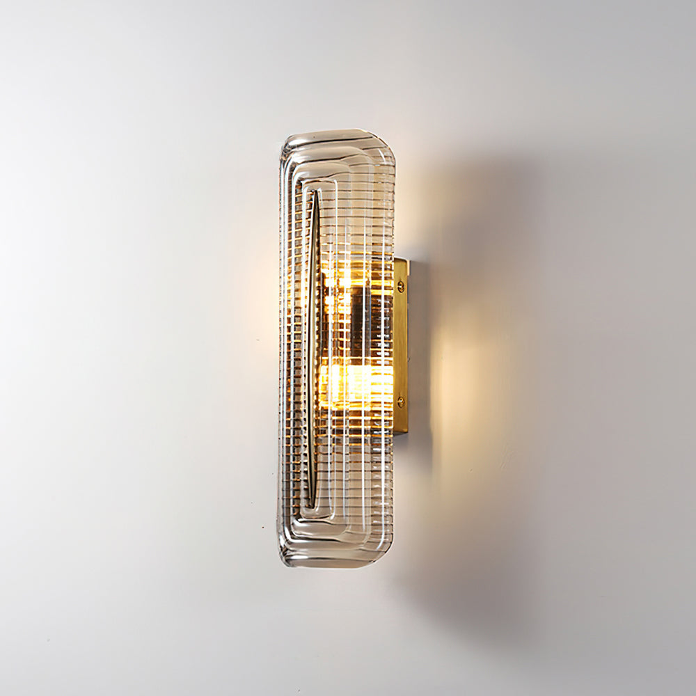 Textured Glass Modern Wall Light in Brass Finish