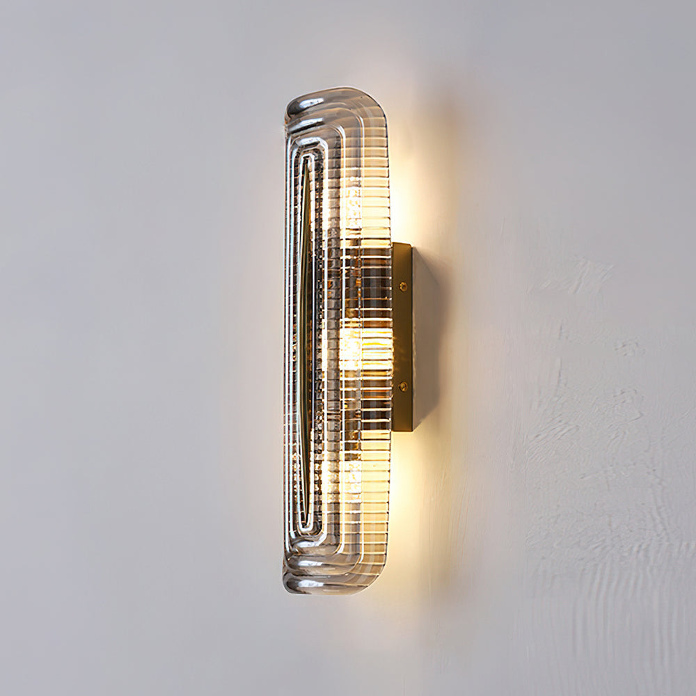 Textured Glass Modern Wall Light in Brass Finish