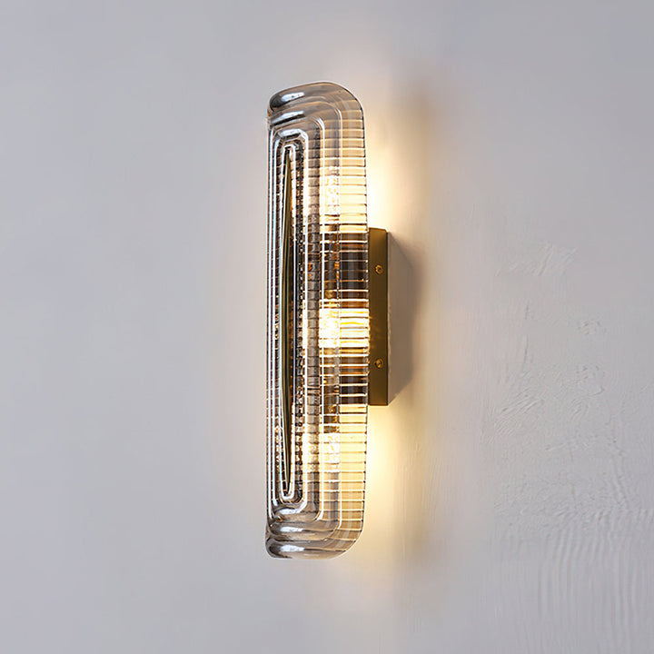 Textured Glass Modern Wall Light in Brass Finish