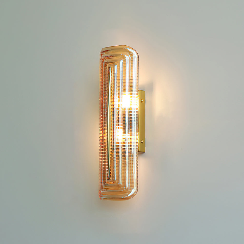 Textured Glass Modern Wall Light in Brass Finish