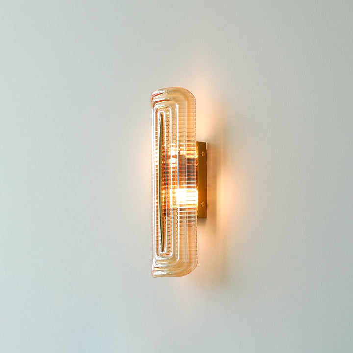 Textured Glass Modern Wall Light in Brass Finish