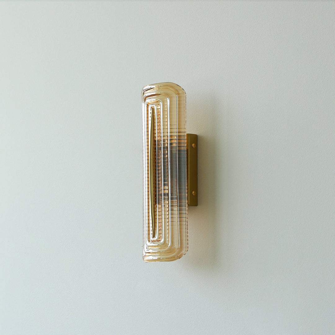 Textured Glass Modern Wall Light in Brass Finish