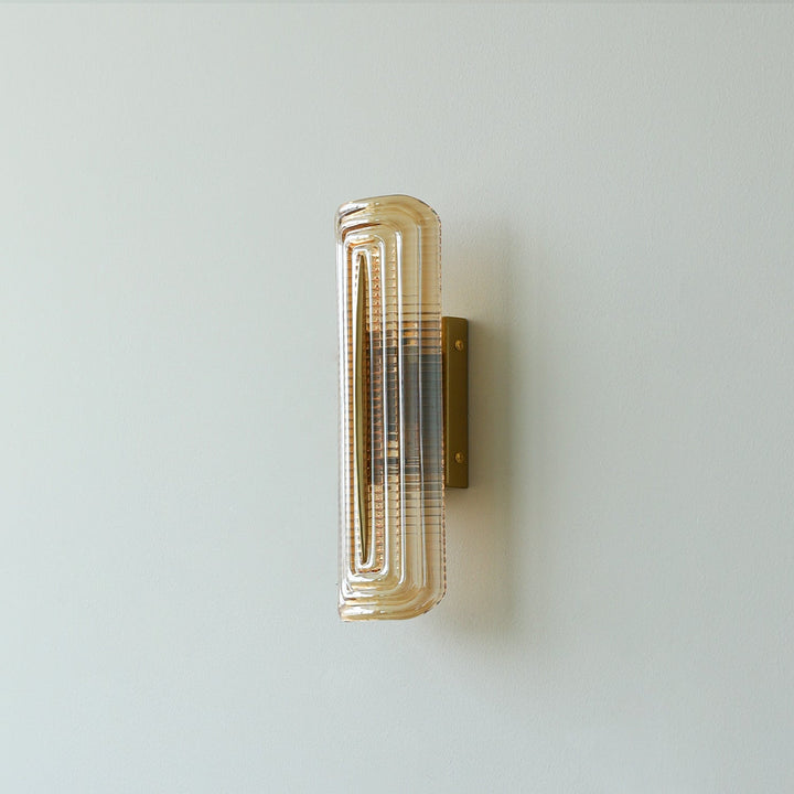 Textured Glass Modern Wall Light in Brass Finish