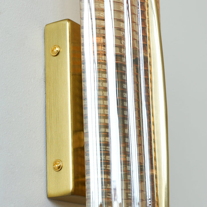 Textured Glass Modern Wall Light in Brass Finish
