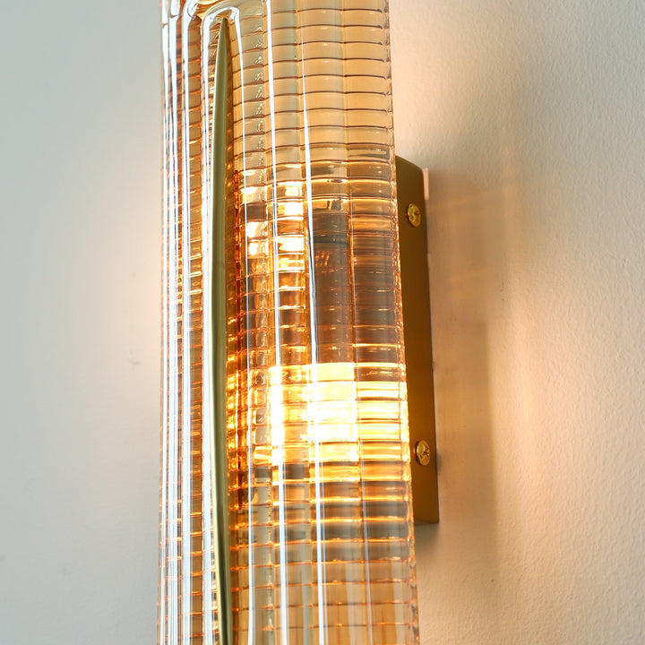 Textured Glass Modern Wall Light in Brass Finish