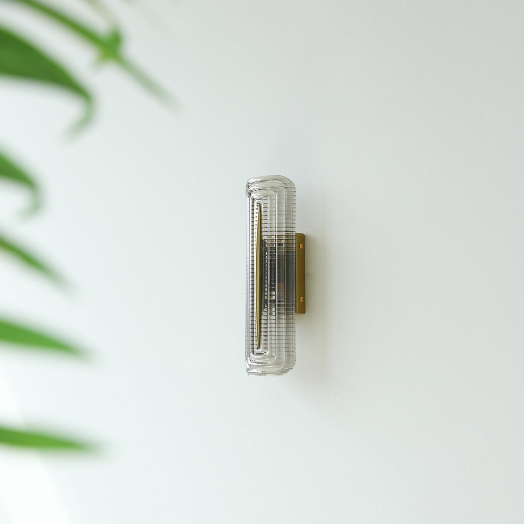 Textured Glass Modern Wall Light in Brass Finish