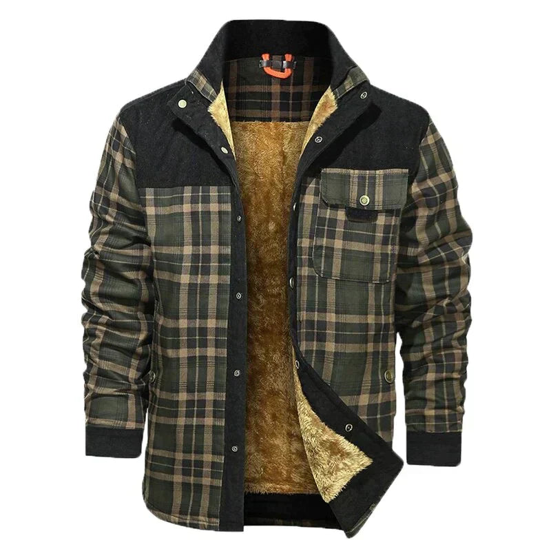 Karierte Winterjacke Für Herren | Brusttaschen