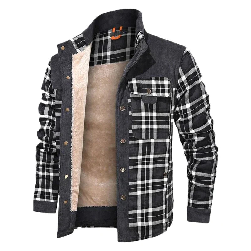 Karierte Winterjacke Für Herren | Brusttaschen
