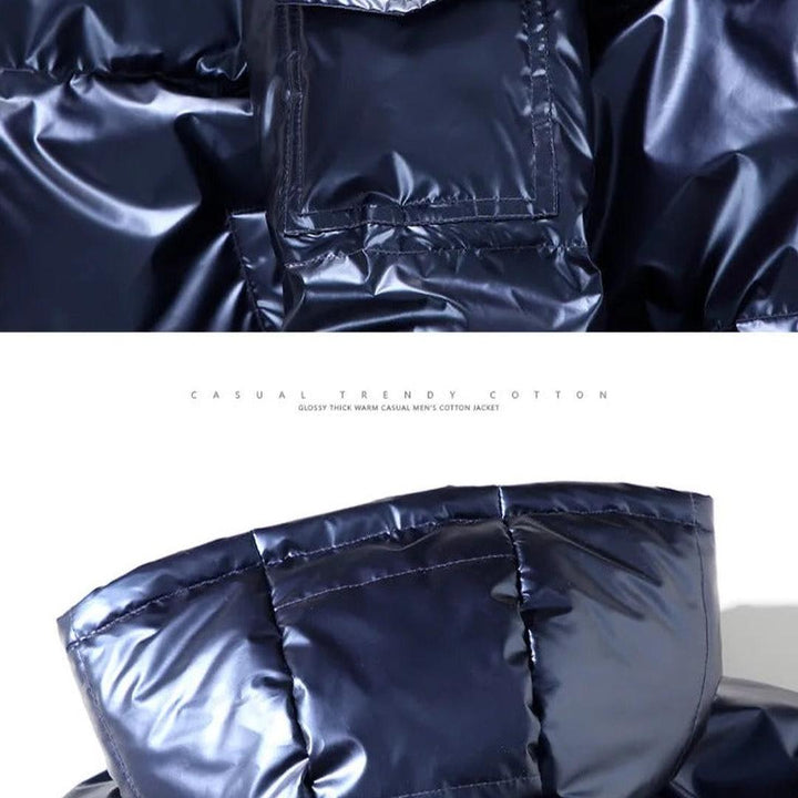 Glänzende Pufferjacke Mit Kapuze Für Herren | Winter