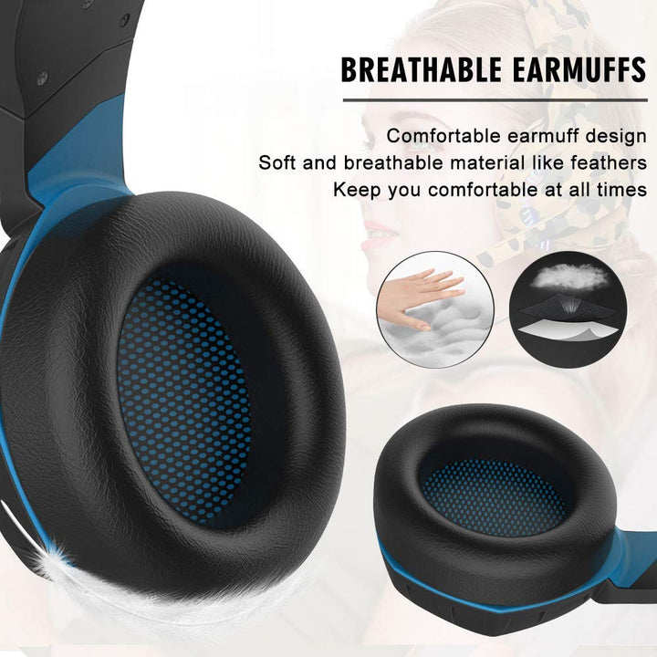 Over-Ear Gaming Headphones with Noise Isolating Mic & LED