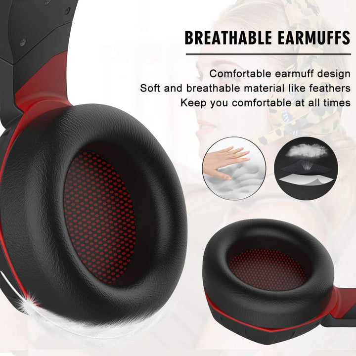 Over-Ear Gaming Headphones with Noise Isolating Mic & LED
