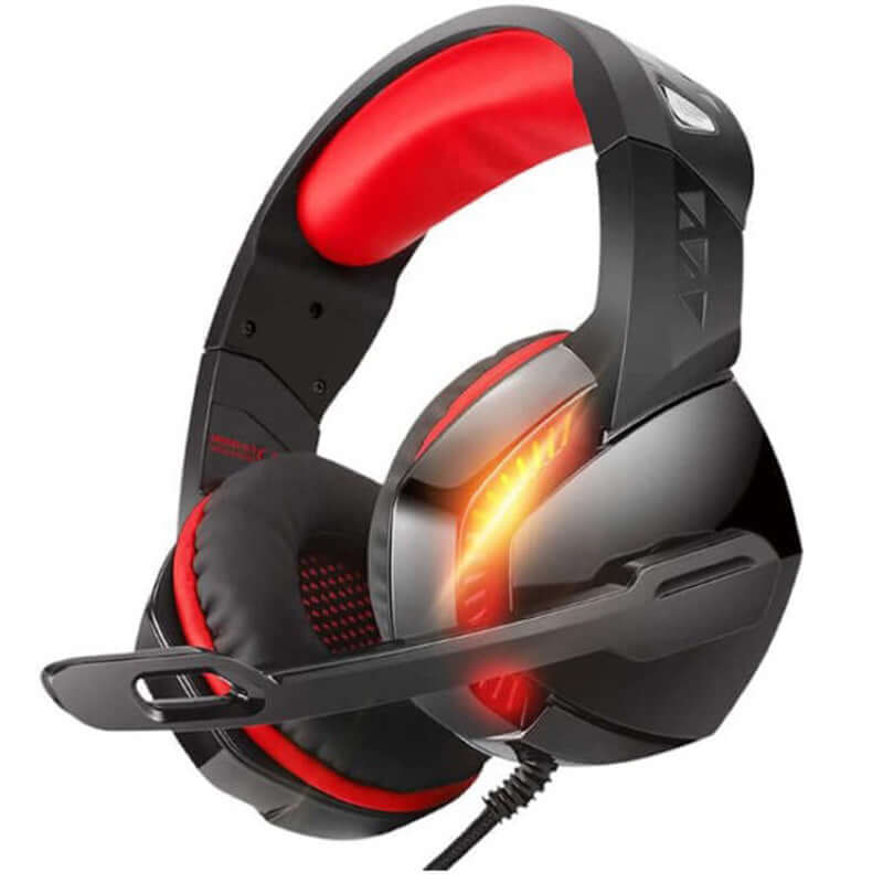 Over-Ear Gaming Headphones with Noise Isolating Mic & LED