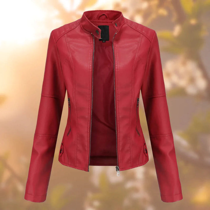 Stylische Biker Jacke Mit Stehkragen Für Frauen | Warm