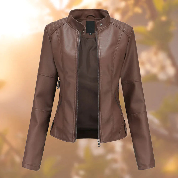 Stylische Biker Jacke Mit Stehkragen Für Frauen | Warm