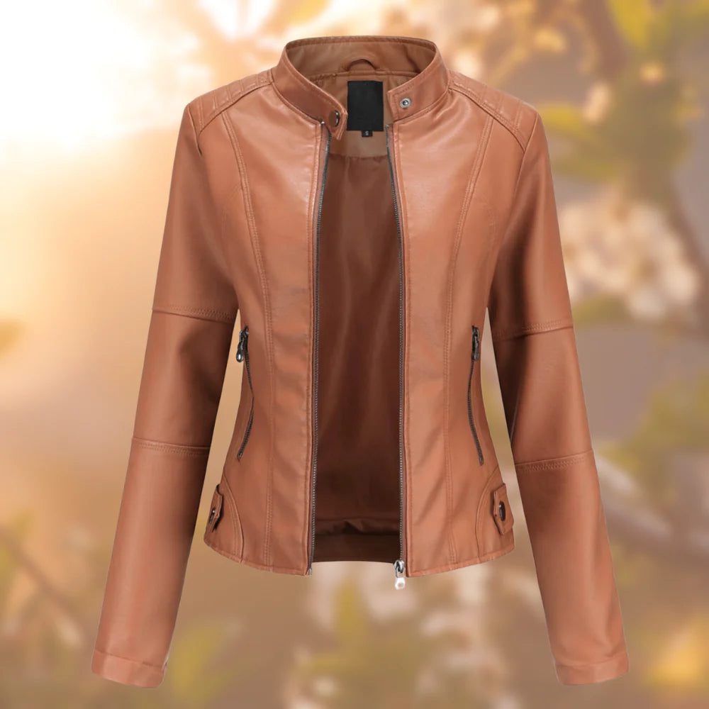 Stylische Biker Jacke Mit Stehkragen Für Frauen | Warm