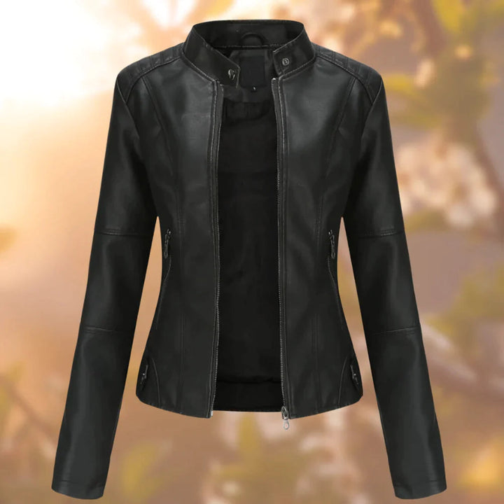 Stylische Biker Jacke Mit Stehkragen Für Frauen | Warm