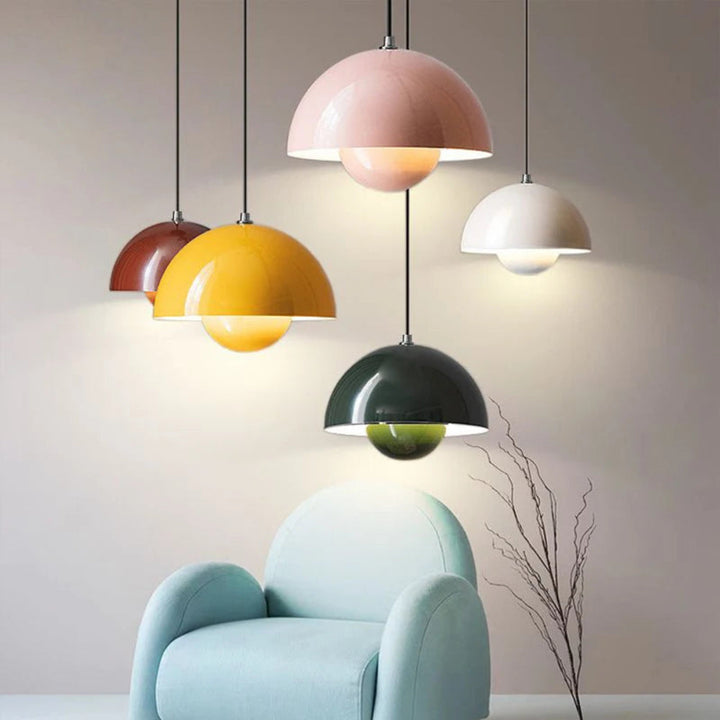 Scandinavian Style Half-Circle Pendant Light Modern Colour Accent