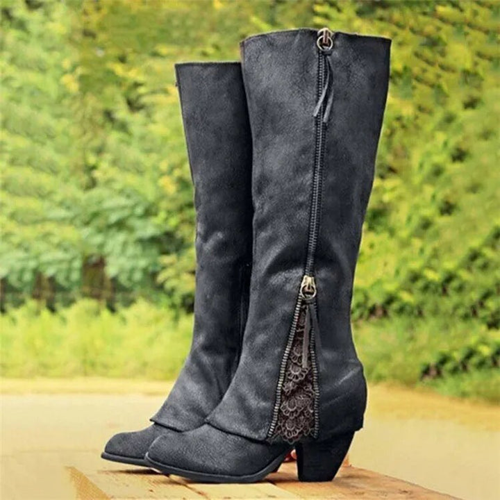 Kniehohe Stiefel Mit Dickem Absatz Für Damen | Winter