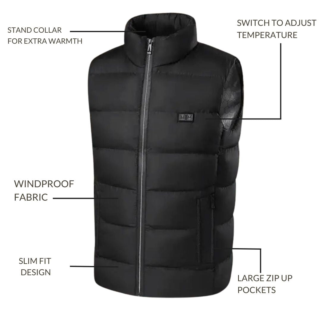 Unisex Heated Gilet with USB Power and Three Heat Levels