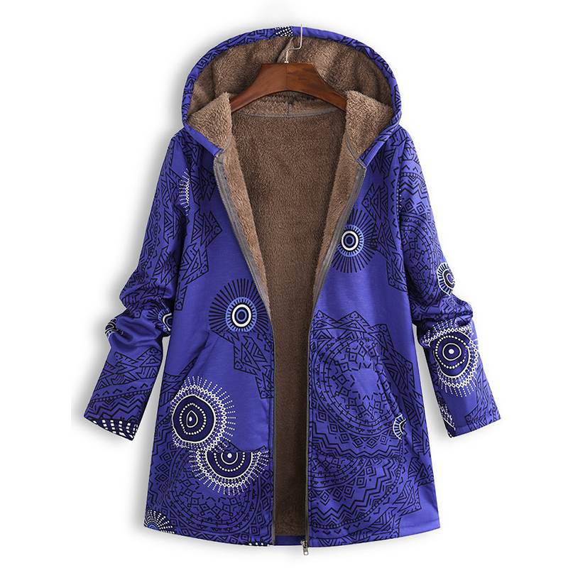 Gemusterte Damen Winterjacke | Mit Kapuze