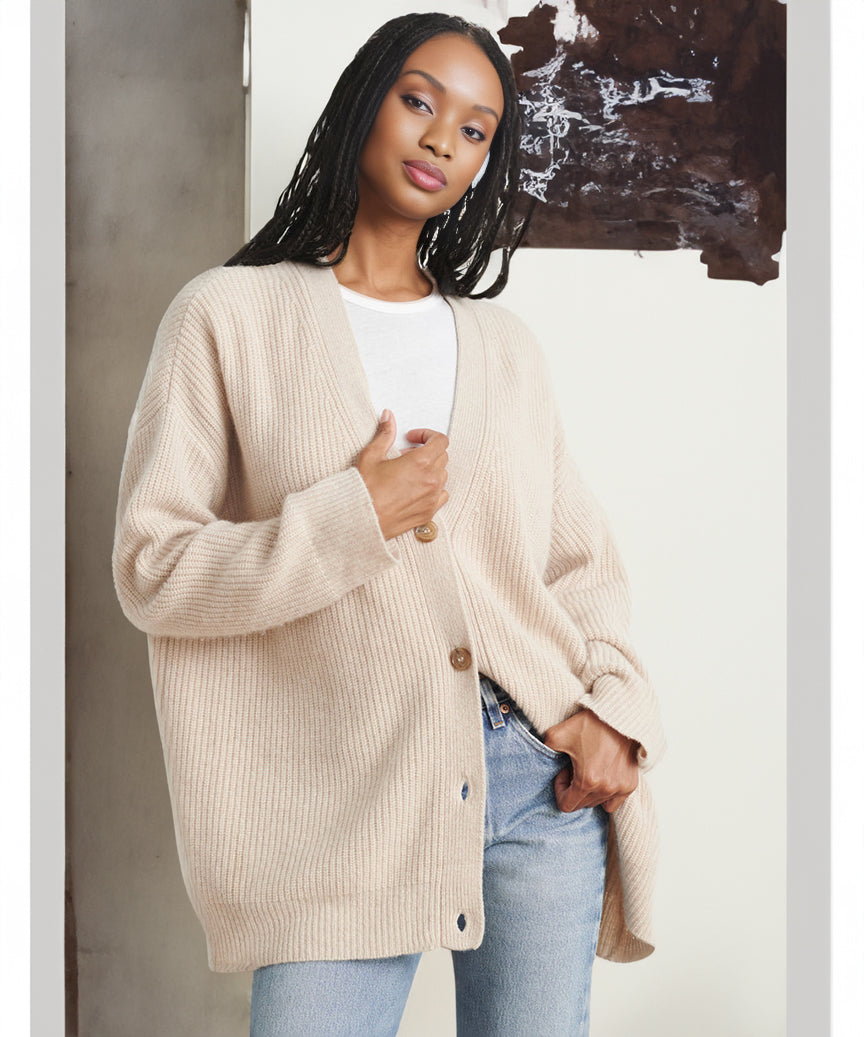 Gerippter Cardigan Mit Knopfleiste Für Damen | Übergröße