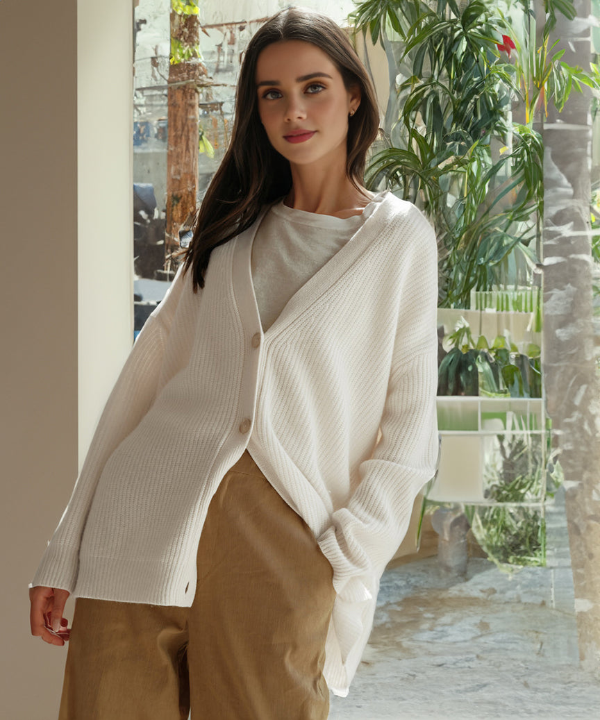 Gerippter Cardigan Mit Knopfleiste Für Damen | Übergröße