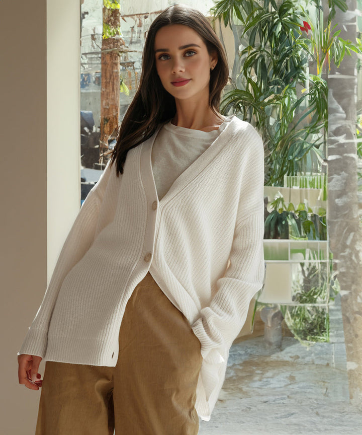Gerippter Cardigan Mit Knopfleiste Für Damen | Übergröße