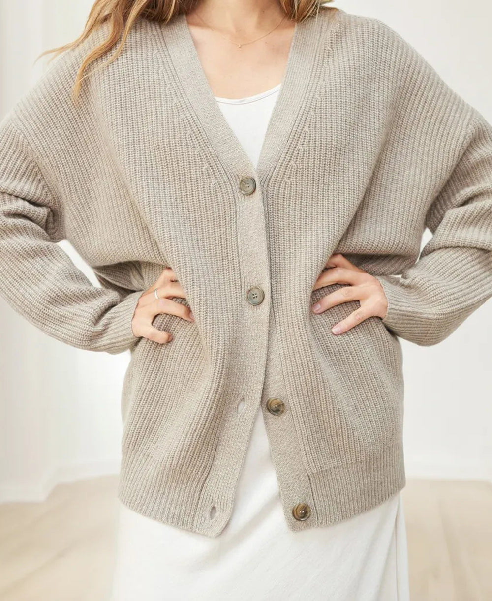 Gerippter Cardigan Mit Knopfleiste Für Damen | Übergröße