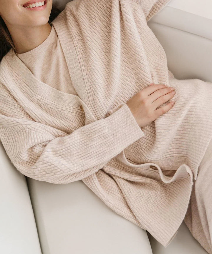 Gerippter Cardigan Mit Knopfleiste Für Damen | Übergröße