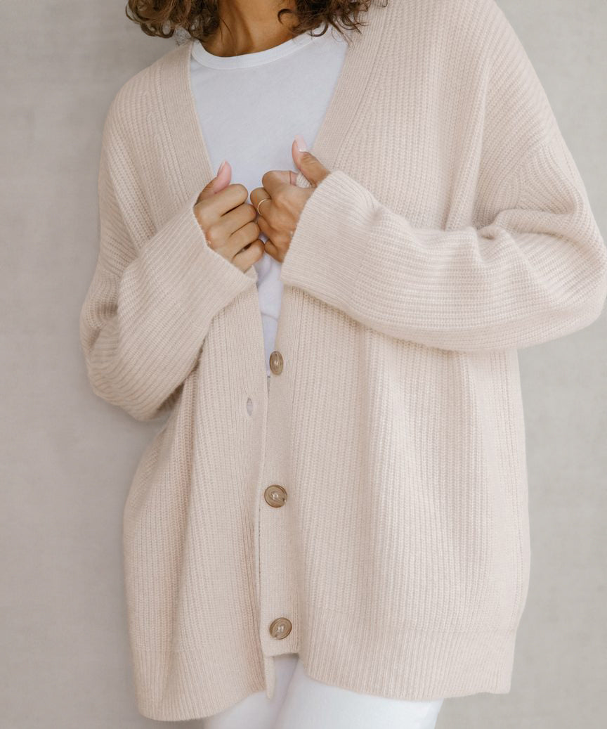Gerippter Cardigan Mit Knopfleiste Für Damen | Übergröße