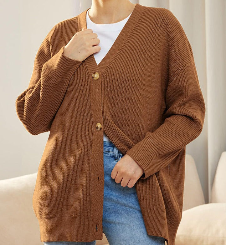 Gerippter Cardigan Mit Knopfleiste Für Damen | Übergröße
