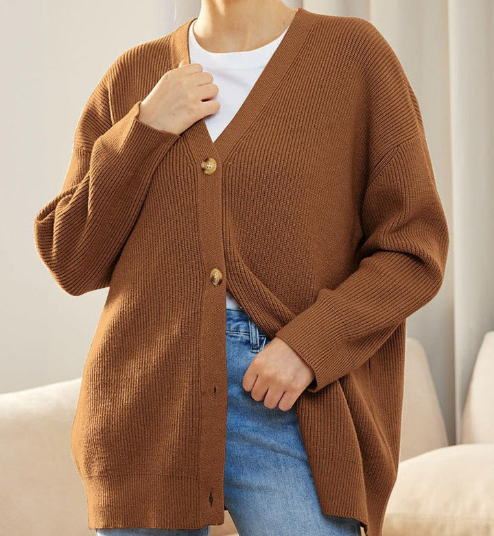 Gerippter Cardigan Mit Knopfleiste Für Damen | Übergröße