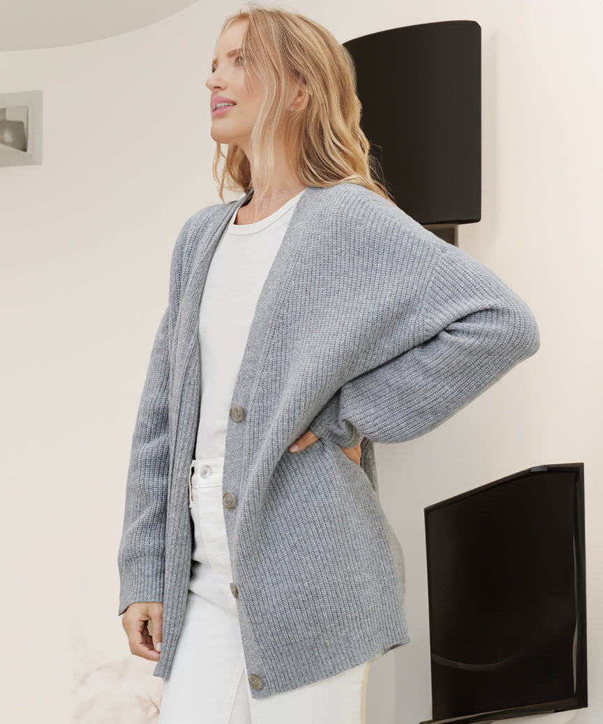 Gerippter Cardigan Mit Knopfleiste Für Damen | Übergröße
