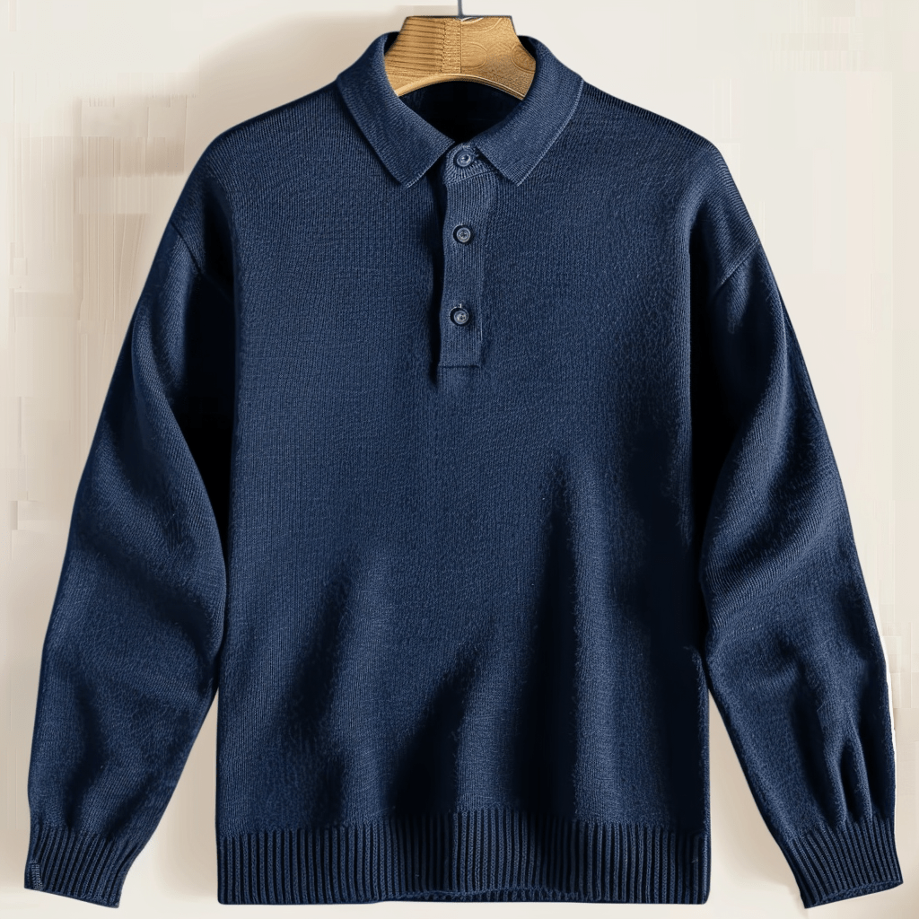 Gestricktes Poloshirt Für Herren | Lange Ärmel