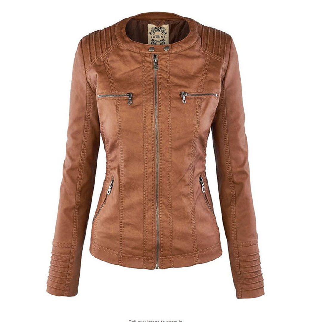 Stylische Leder Bikerjacke Mit Kapuze Für Damen | Herbst