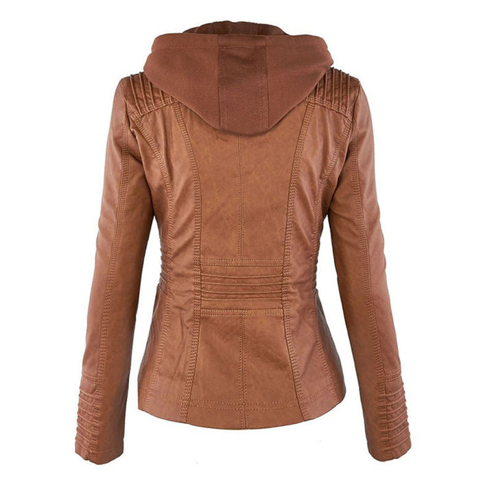 Stylische Leder Bikerjacke Mit Kapuze Für Damen | Herbst