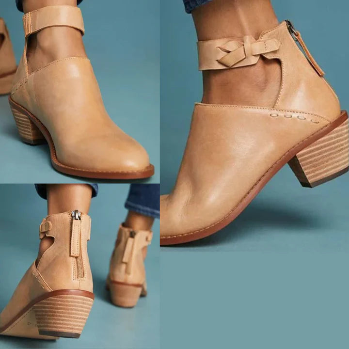 Bequeme Damen-Stiefelette mit Absatz & Reißverschluss