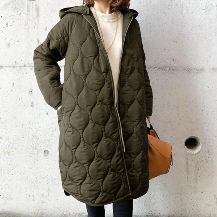 Damen Gesteppte Lange Daunenjacke | Mit Reißverschluss