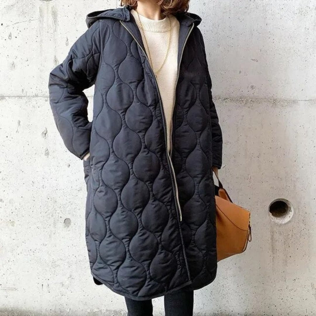 Damen Gesteppte Lange Daunenjacke | Mit Reißverschluss