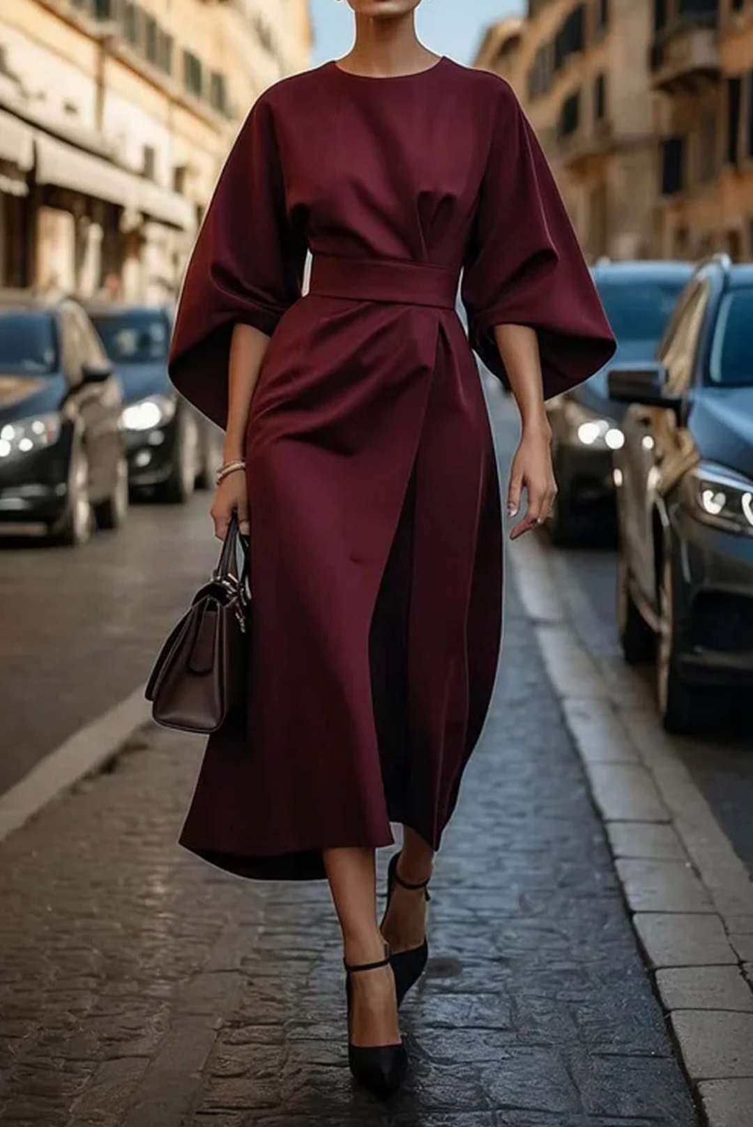 Damen Abendkleid Mit Laternenärmeln | Midi