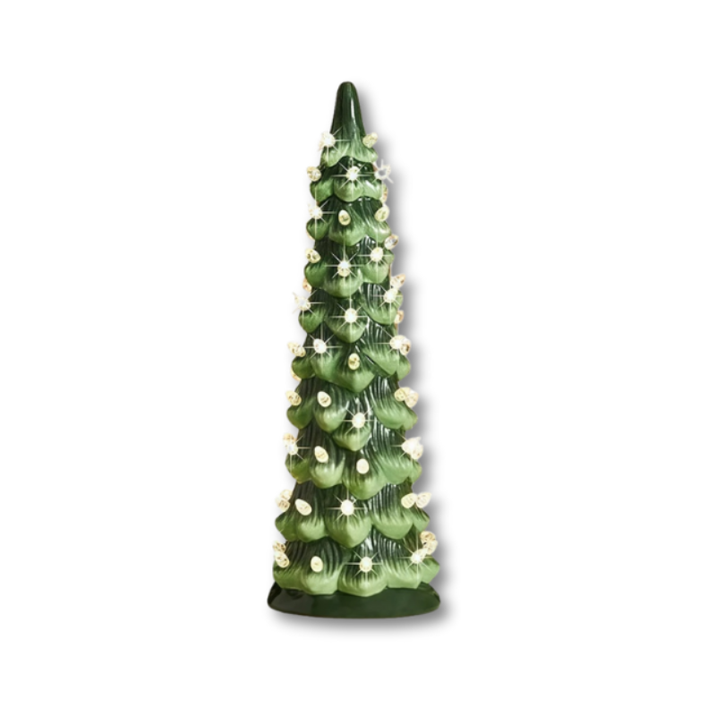Handbemaltes LED-Weihnachtsbaum-Set mit warmem Leuchten und automatischem Timer
