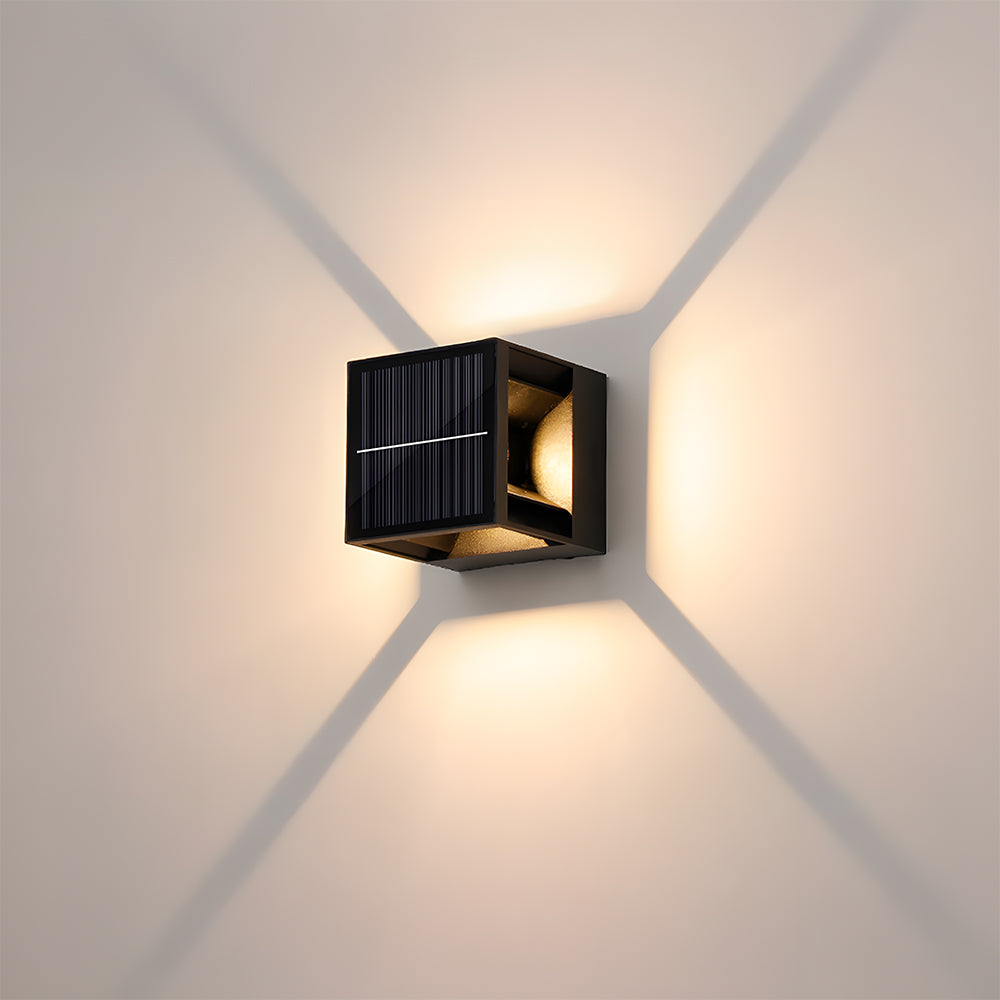 Quadratische Solar-LED-Außenleuchten für Gartenmauern