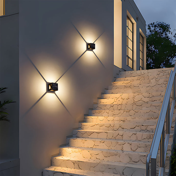 Quadratische Solar-LED-Außenleuchten für Gartenmauern