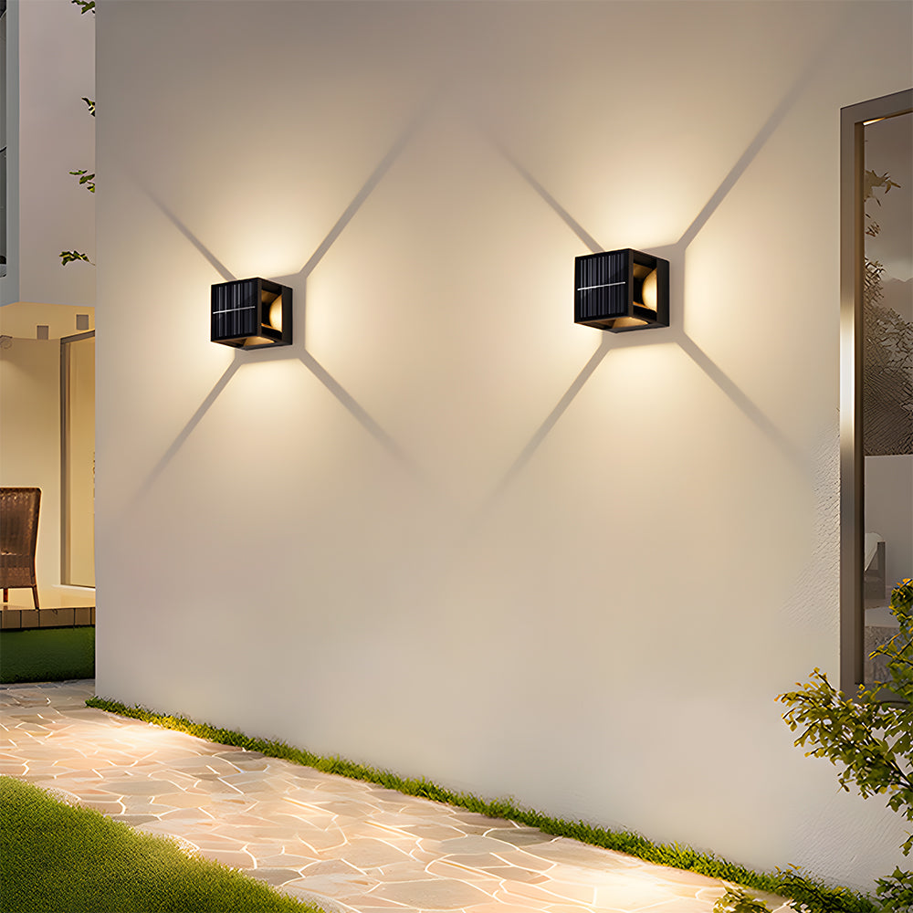 Quadratische Solar-LED-Außenleuchten für Gartenmauern