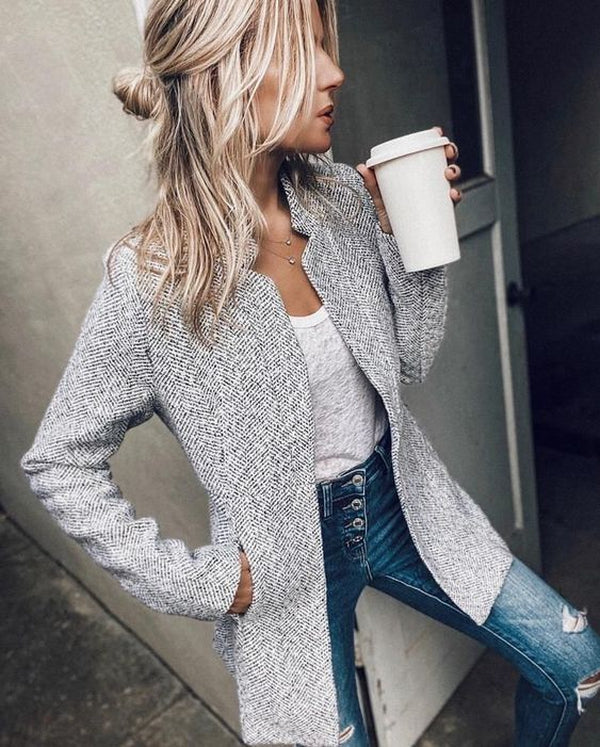 Langer Blazer Mit Taschen Für Damen | Winter