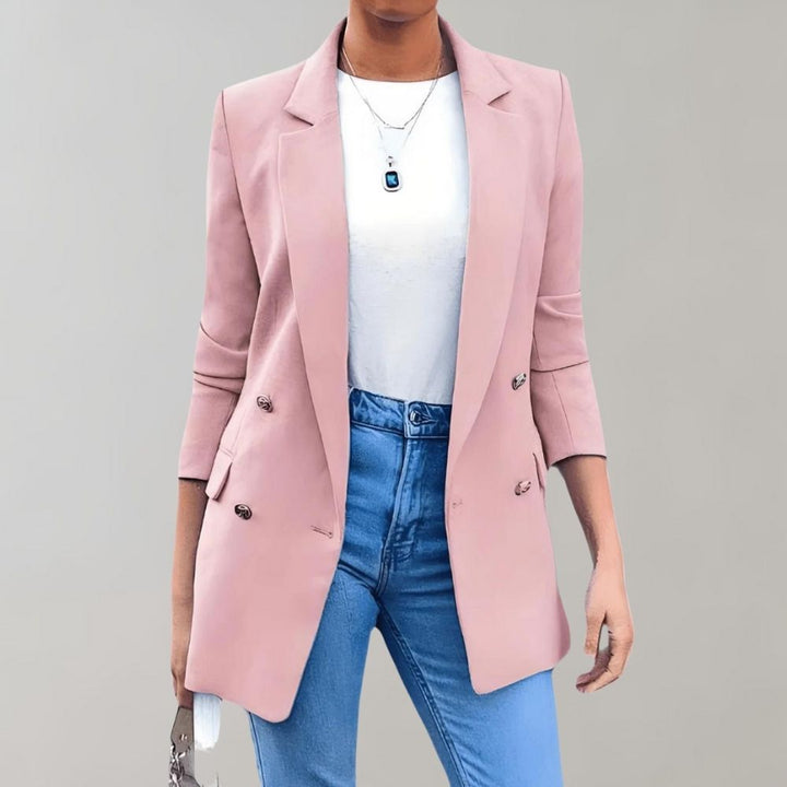 Klassischer Doppelreihiger Blazer Für Frauen | Lang