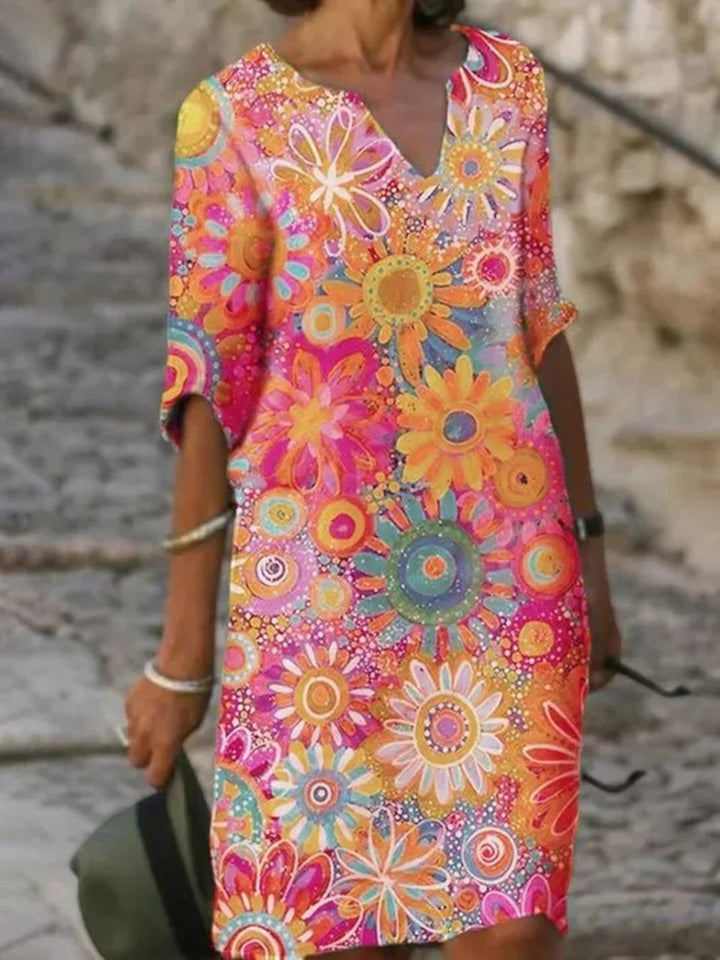 Romina | Floral V-ausschnitt Sommerkleid Für Frauen
