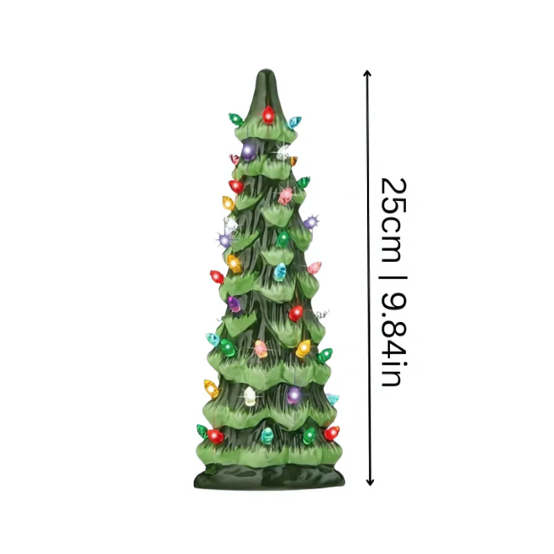 Handbemaltes LED-Weihnachtsbaum-Set mit warmem Leuchten und automatischem Timer