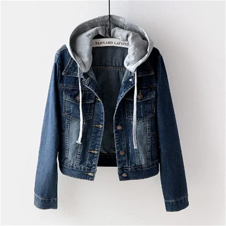Damen Jeansjacke Mit Abnehmbarer Kapuze | Freizeit
